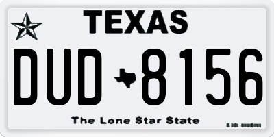 TX license plate DUD8156