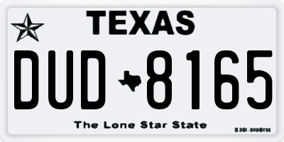 TX license plate DUD8165
