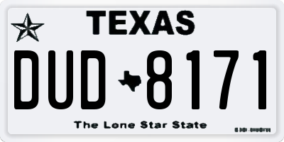 TX license plate DUD8171