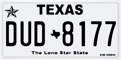 TX license plate DUD8177