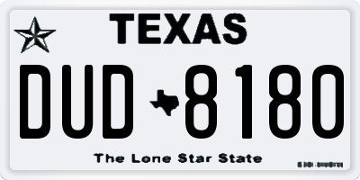 TX license plate DUD8180