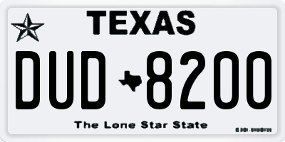 TX license plate DUD8200