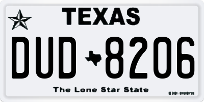 TX license plate DUD8206