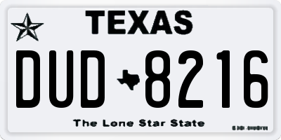 TX license plate DUD8216