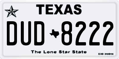 TX license plate DUD8222