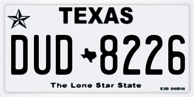 TX license plate DUD8226