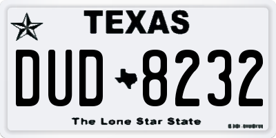TX license plate DUD8232
