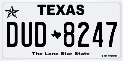 TX license plate DUD8247