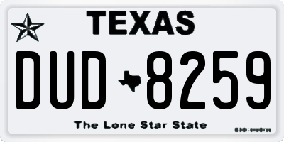 TX license plate DUD8259
