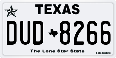 TX license plate DUD8266