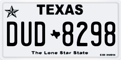TX license plate DUD8298