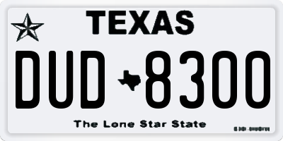 TX license plate DUD8300