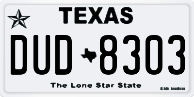 TX license plate DUD8303