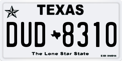 TX license plate DUD8310
