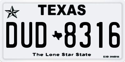 TX license plate DUD8316