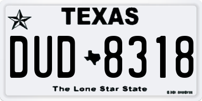 TX license plate DUD8318