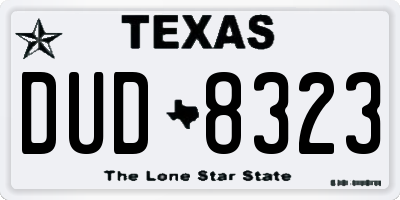 TX license plate DUD8323