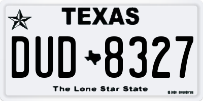 TX license plate DUD8327