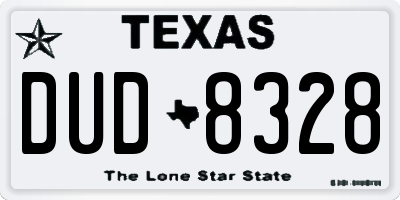 TX license plate DUD8328
