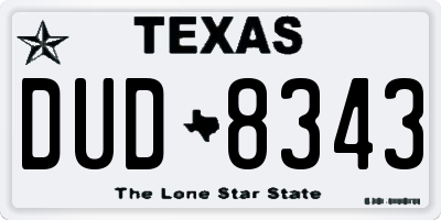TX license plate DUD8343