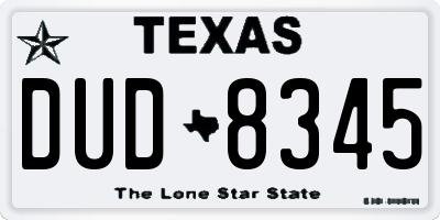 TX license plate DUD8345