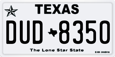 TX license plate DUD8350