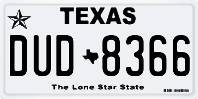 TX license plate DUD8366
