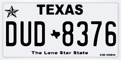 TX license plate DUD8376