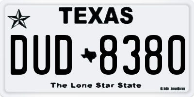 TX license plate DUD8380