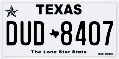 TX license plate DUD8407