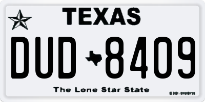 TX license plate DUD8409
