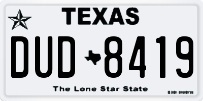 TX license plate DUD8419