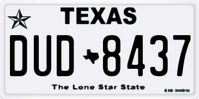 TX license plate DUD8437