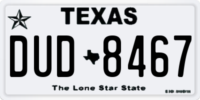 TX license plate DUD8467