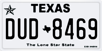 TX license plate DUD8469