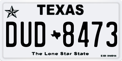 TX license plate DUD8473