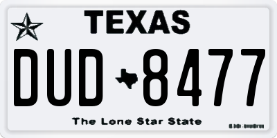 TX license plate DUD8477