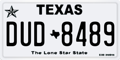TX license plate DUD8489