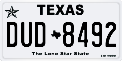 TX license plate DUD8492