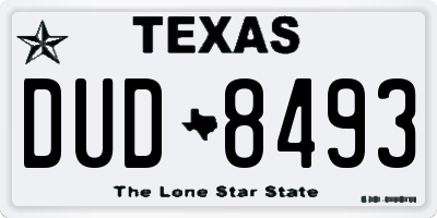 TX license plate DUD8493