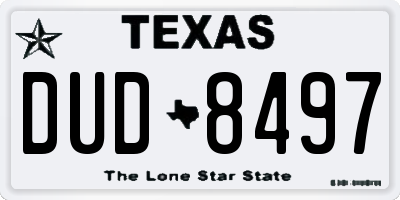 TX license plate DUD8497