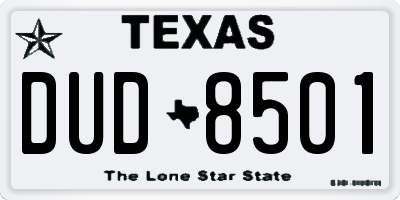 TX license plate DUD8501