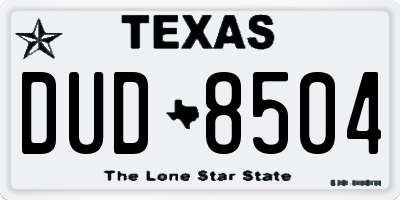 TX license plate DUD8504