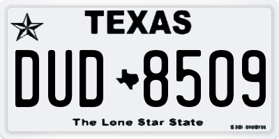 TX license plate DUD8509
