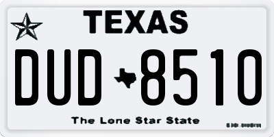 TX license plate DUD8510