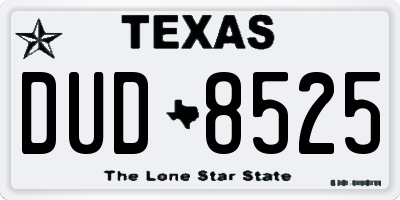 TX license plate DUD8525