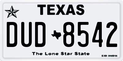 TX license plate DUD8542