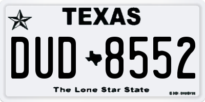 TX license plate DUD8552