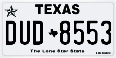 TX license plate DUD8553