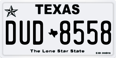 TX license plate DUD8558